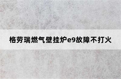 格劳瑞燃气壁挂炉e9故障不打火