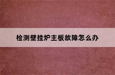 检测壁挂炉主板故障怎么办