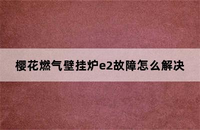 樱花燃气壁挂炉e2故障怎么解决