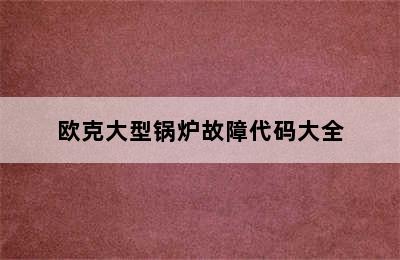 欧克大型锅炉故障代码大全