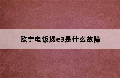 欧宁电饭煲e3是什么故障