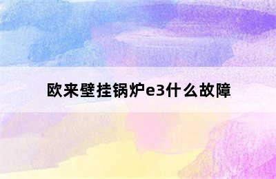 欧来壁挂锅炉e3什么故障