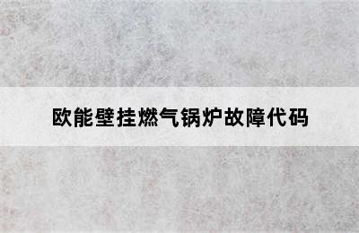 欧能壁挂燃气锅炉故障代码