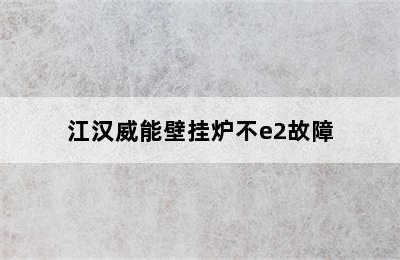 江汉威能壁挂炉不e2故障