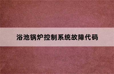 浴池锅炉控制系统故障代码