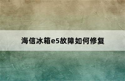 海信冰箱e5故障如何修复