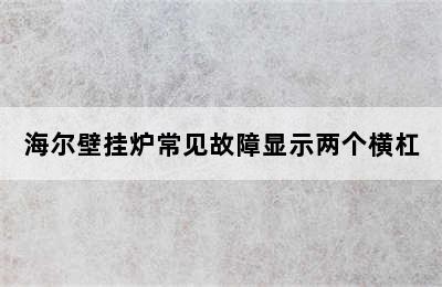 海尔壁挂炉常见故障显示两个横杠