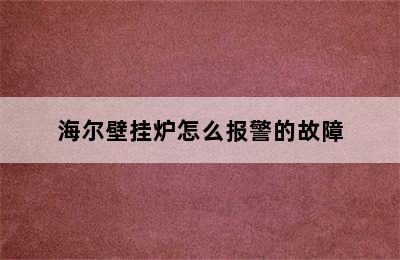 海尔壁挂炉怎么报警的故障