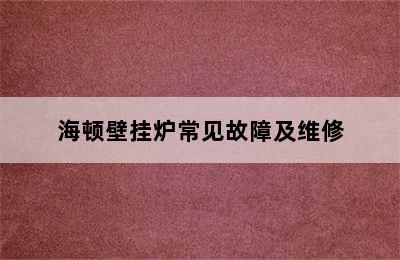 海顿壁挂炉常见故障及维修