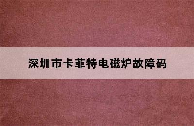 深圳市卡菲特电磁炉故障码