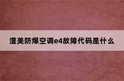 湿美防爆空调e4故障代码是什么