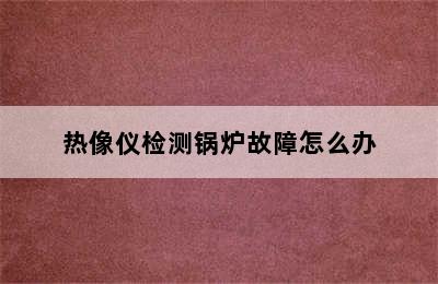 热像仪检测锅炉故障怎么办