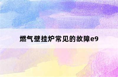 燃气壁挂炉常见的故障e9