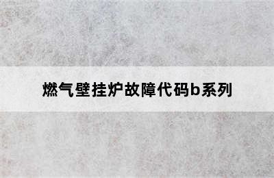 燃气壁挂炉故障代码b系列