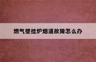 燃气壁挂炉烟道故障怎么办