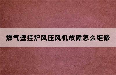 燃气壁挂炉风压风机故障怎么维修