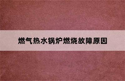 燃气热水锅炉燃烧故障原因