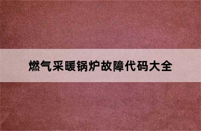 燃气采暖锅炉故障代码大全