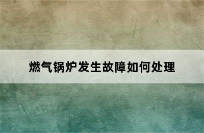 燃气锅炉发生故障如何处理