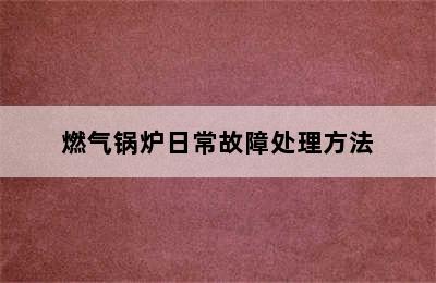 燃气锅炉日常故障处理方法