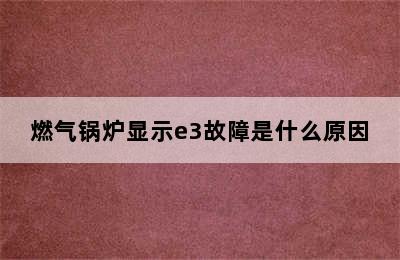 燃气锅炉显示e3故障是什么原因