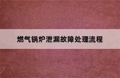 燃气锅炉泄漏故障处理流程