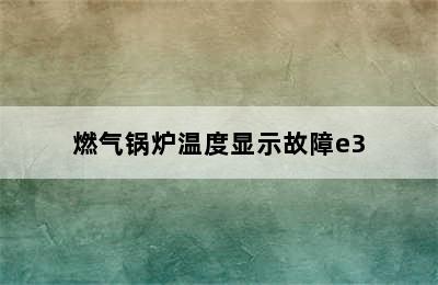 燃气锅炉温度显示故障e3