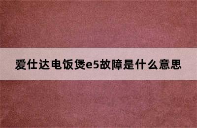 爱仕达电饭煲e5故障是什么意思