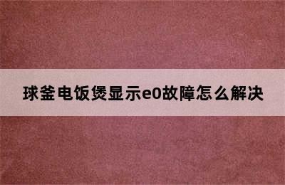 球釜电饭煲显示e0故障怎么解决