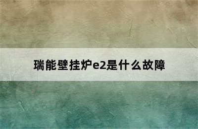 瑞能壁挂炉e2是什么故障