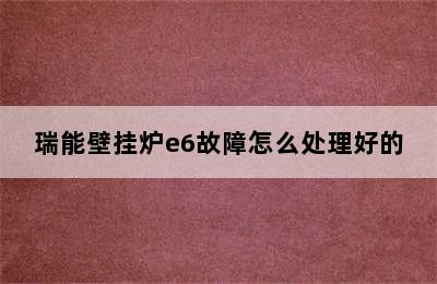 瑞能壁挂炉e6故障怎么处理好的