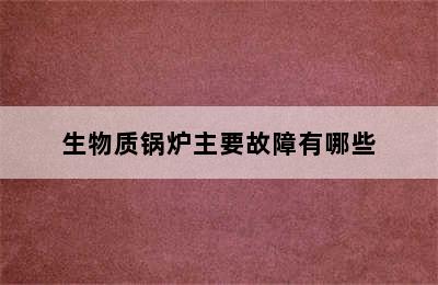 生物质锅炉主要故障有哪些