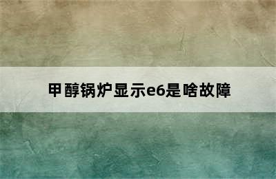 甲醇锅炉显示e6是啥故障