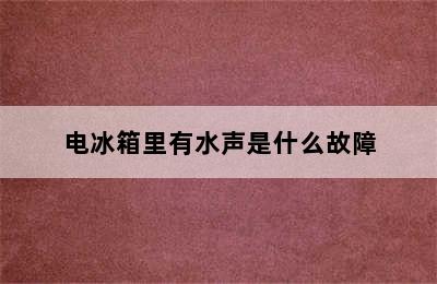 电冰箱里有水声是什么故障