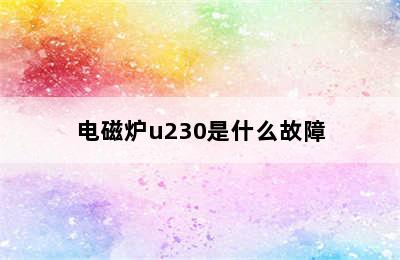 电磁炉u230是什么故障