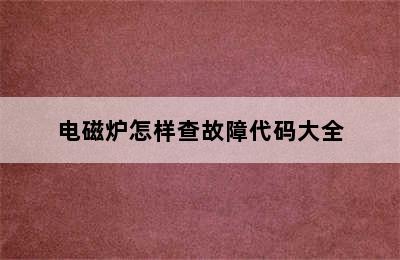 电磁炉怎样查故障代码大全