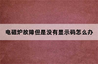 电磁炉故障但是没有显示码怎么办