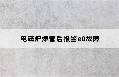 电磁炉爆管后报警e0故障