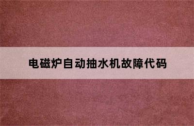 电磁炉自动抽水机故障代码