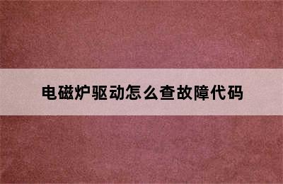 电磁炉驱动怎么查故障代码