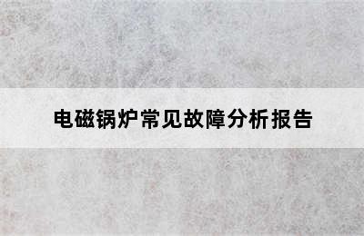 电磁锅炉常见故障分析报告