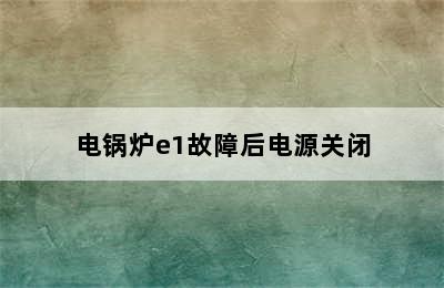 电锅炉e1故障后电源关闭