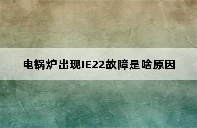 电锅炉出现IE22故障是啥原因