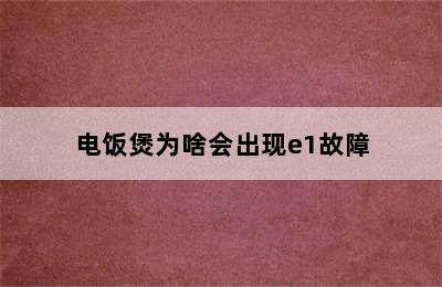 电饭煲为啥会出现e1故障