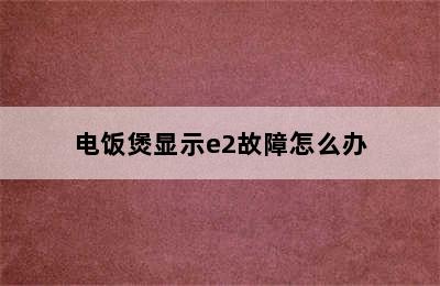 电饭煲显示e2故障怎么办