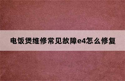 电饭煲维修常见故障e4怎么修复