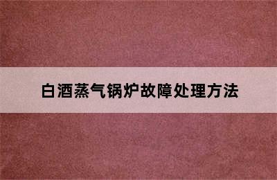 白酒蒸气锅炉故障处理方法