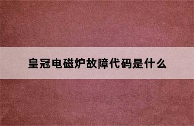 皇冠电磁炉故障代码是什么