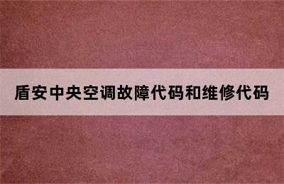 盾安中央空调故障代码和维修代码