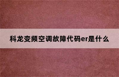 科龙变频空调故障代码er是什么